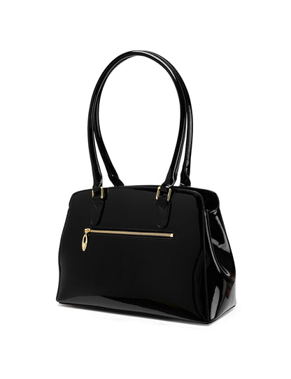 TUXEDO PATENT LEATHER BAG  - BLK WHITE
