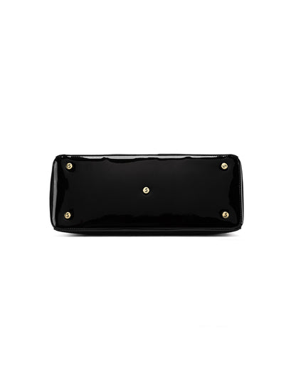 TUXEDO PATENT LEATHER BAG  - BLK WHITE
