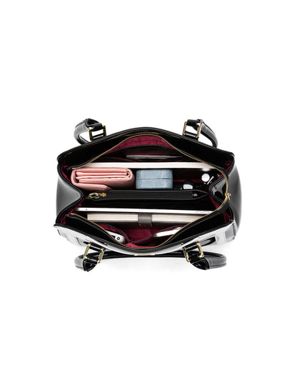 TUXEDO PATENT LEATHER BAG  - BLK WHITE