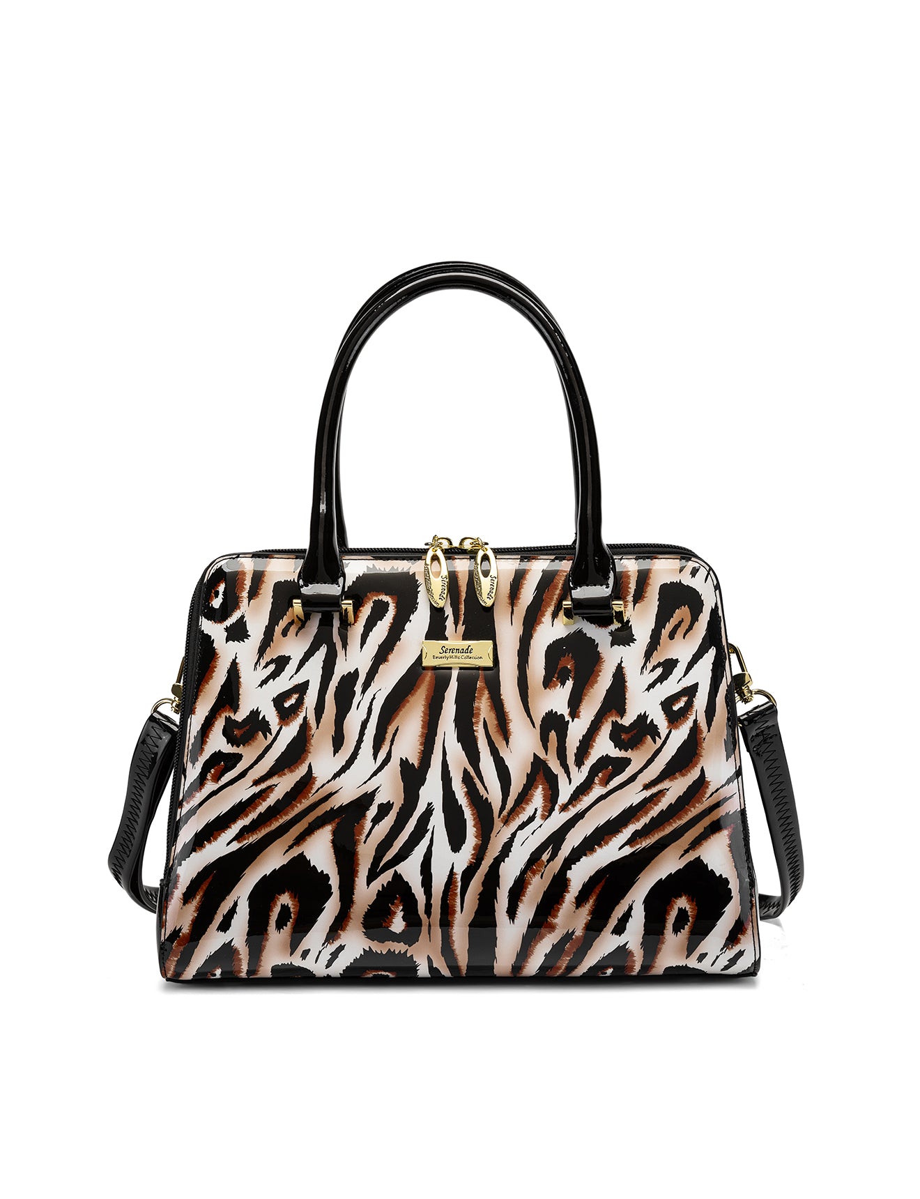 COUGAR PATENT LEATHER HANDBAG - COUGAR PRINT