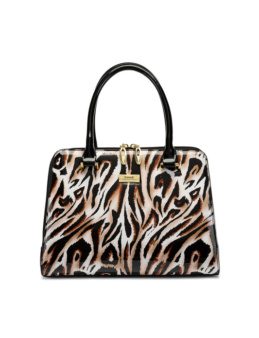 COUGAR PATENT LEATHER HANDBAG - COUGAR PRINT