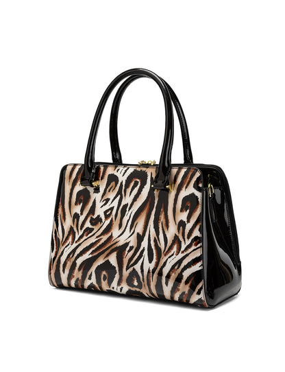 COUGAR PATENT LEATHER HANDBAG - COUGAR PRINT