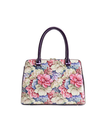 ANGELIQUE GRIP HANDLE LEATHER BAG-SN57-0343- PINK & PUR ZIPS- SALE