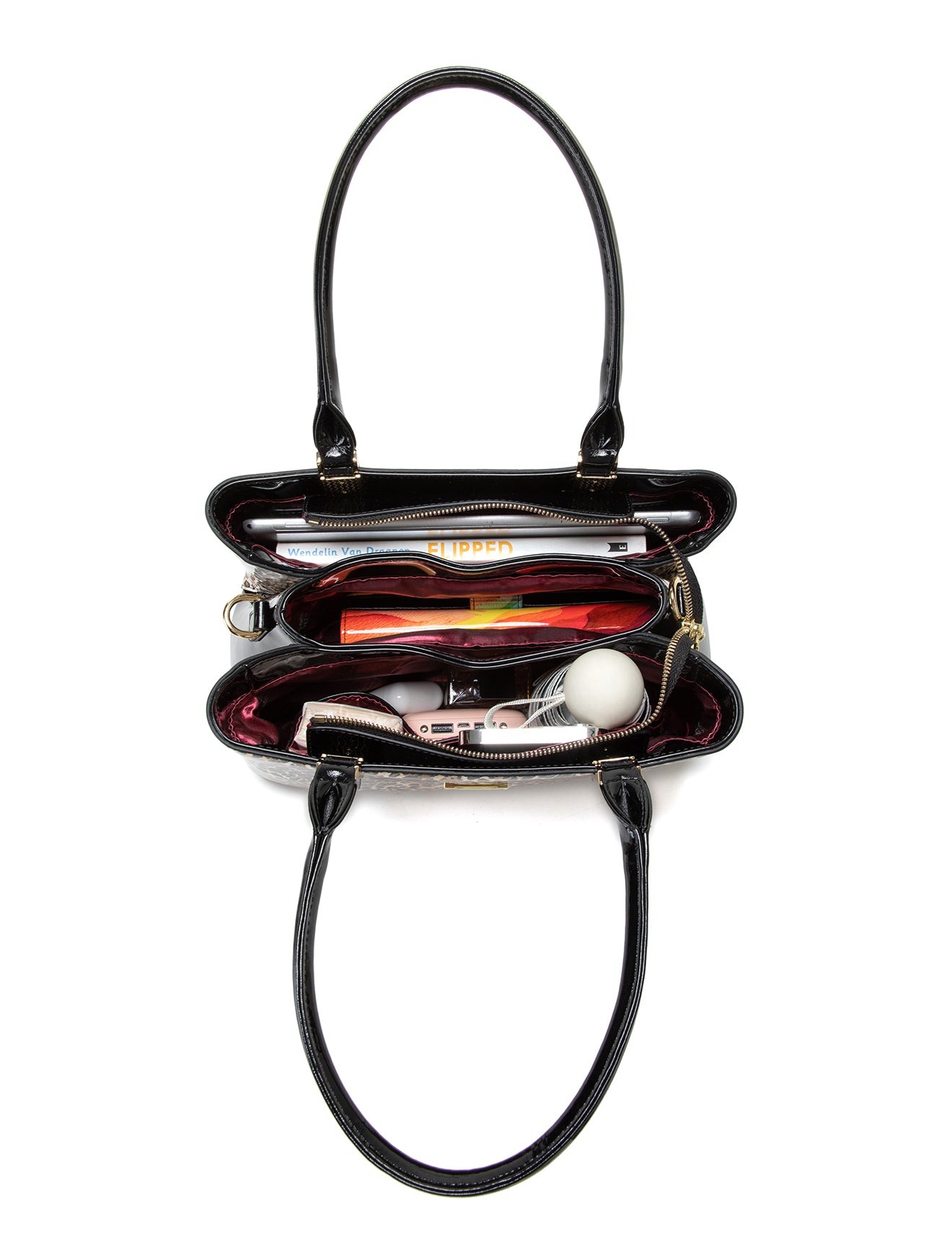 WILD CAT TRIPLE COMPARTMENT LEATHER BAG- SN88-0378
