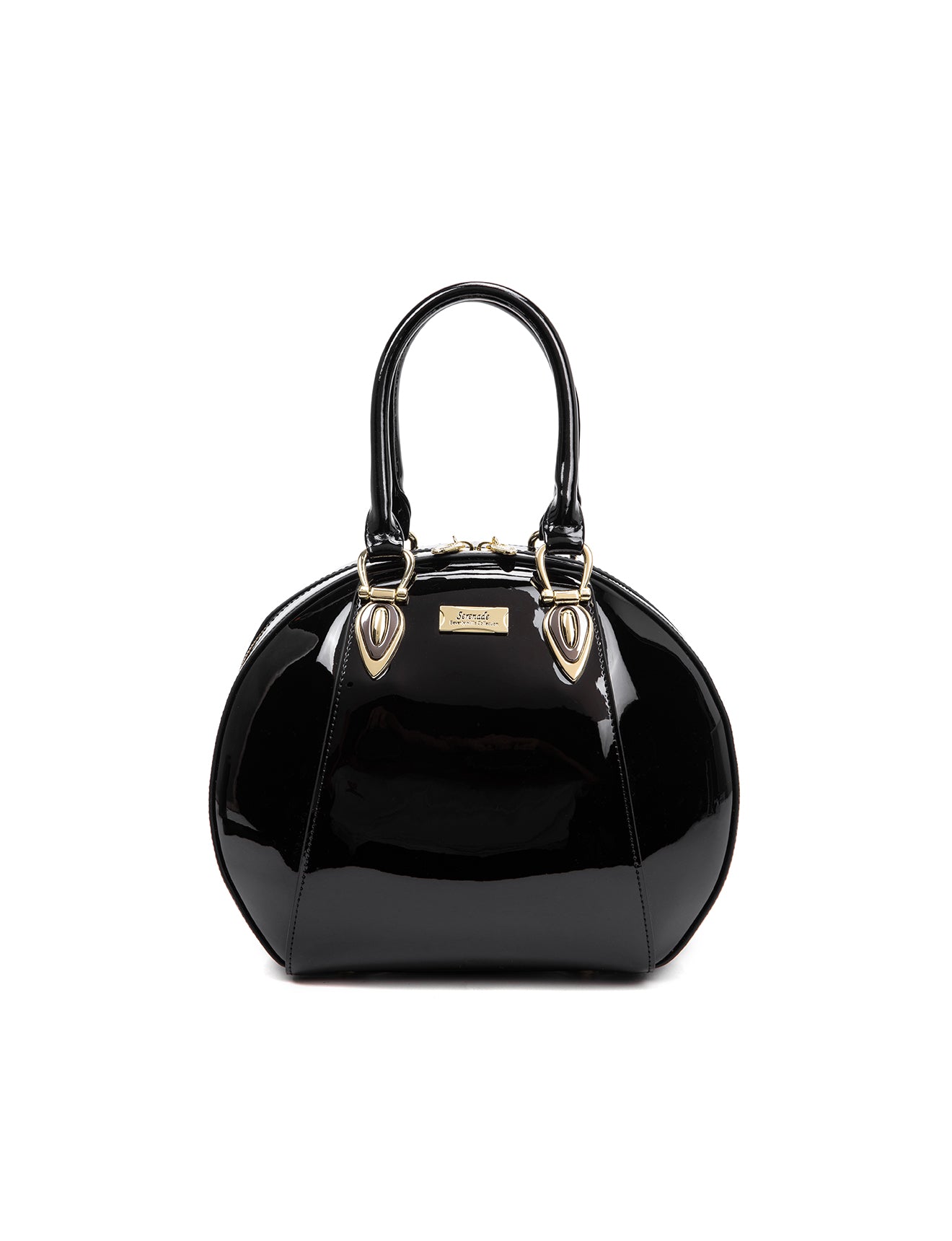 ALLURA ROUNDED MINI PATENT LEATHER HANDBAG-SV1-0293-BLK