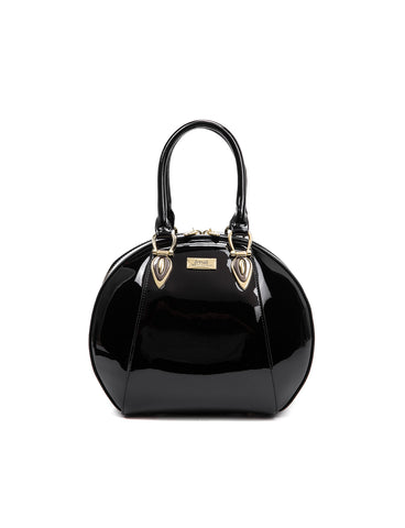 ALLURA ROUNDED MINI PATENT LEATHER HANDBAG-SV1-0293-BLK- NEW IN
