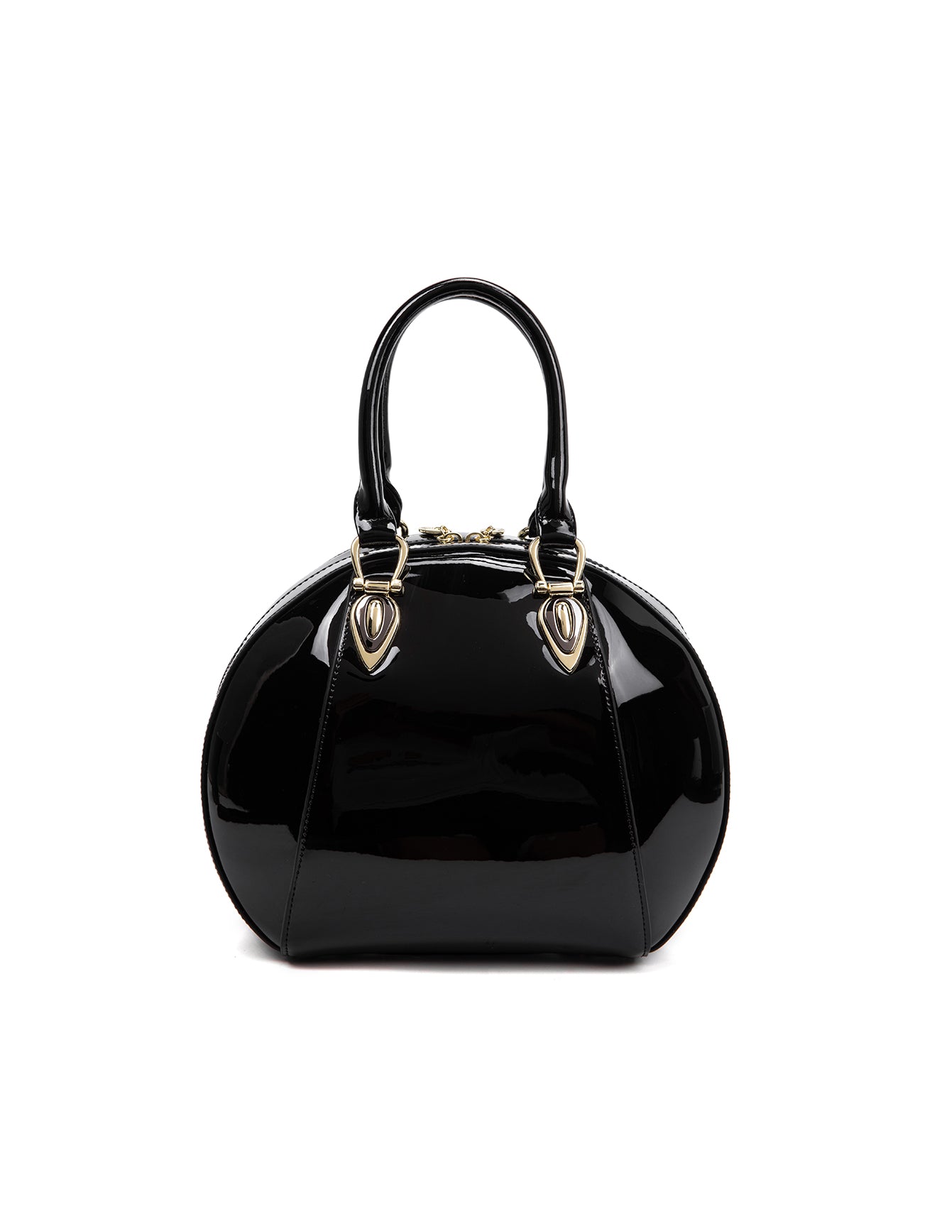 ALLURA ROUNDED MINI PATENT LEATHER HANDBAG-SV1-0293-BLK