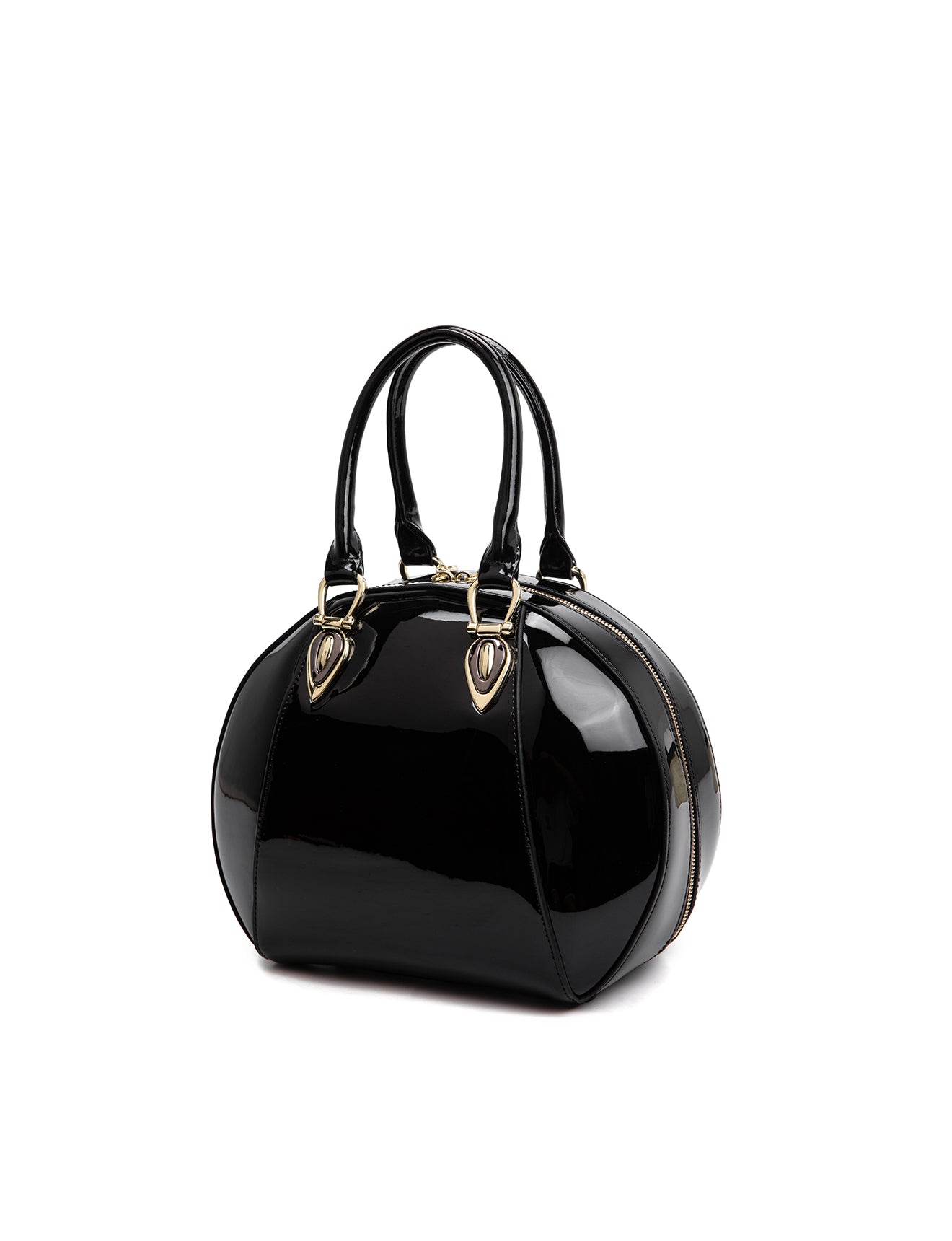 ALLURA ROUNDED MINI PATENT LEATHER HANDBAG-SV1-0293-BLK