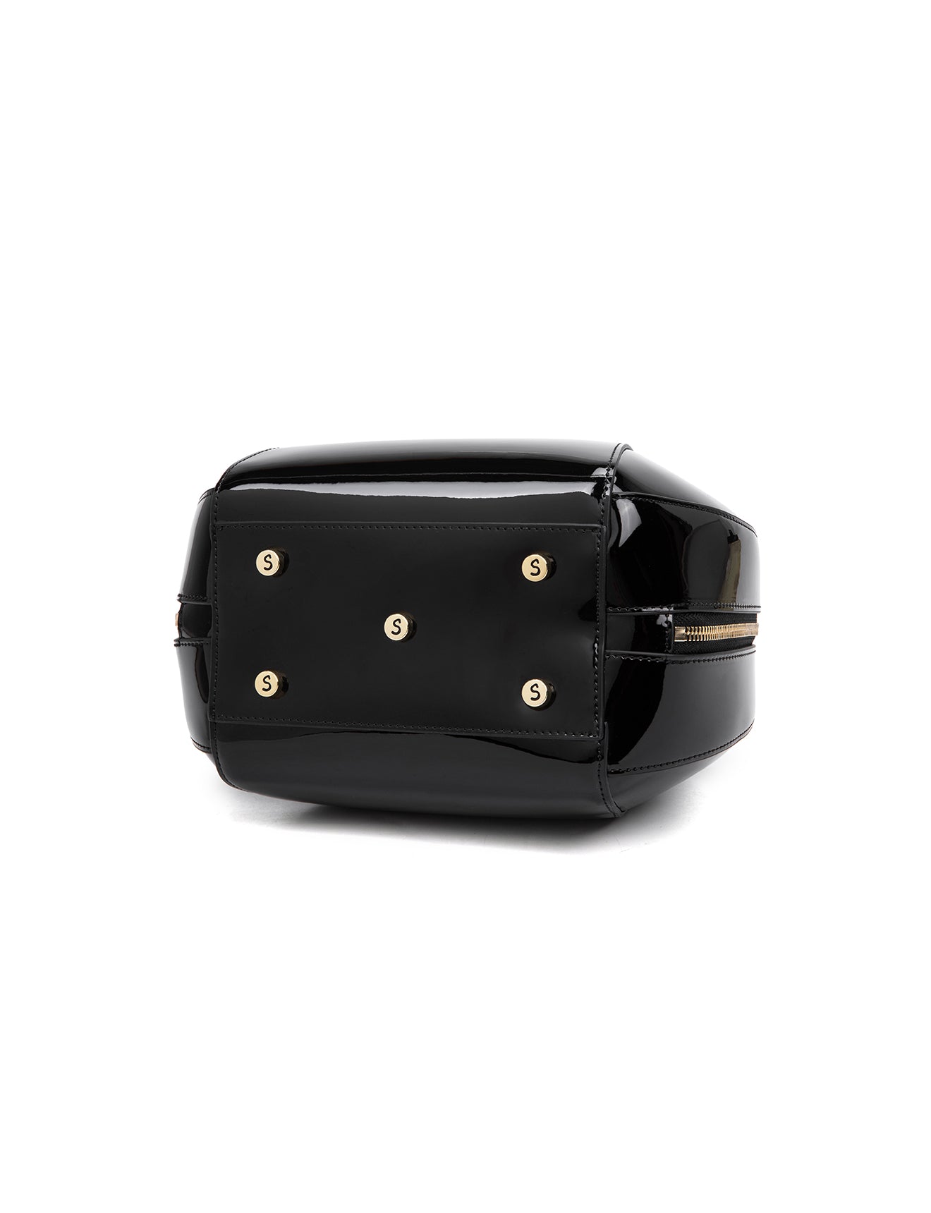 ALLURA ROUNDED MINI PATENT LEATHER HANDBAG-SV1-0293-BLK