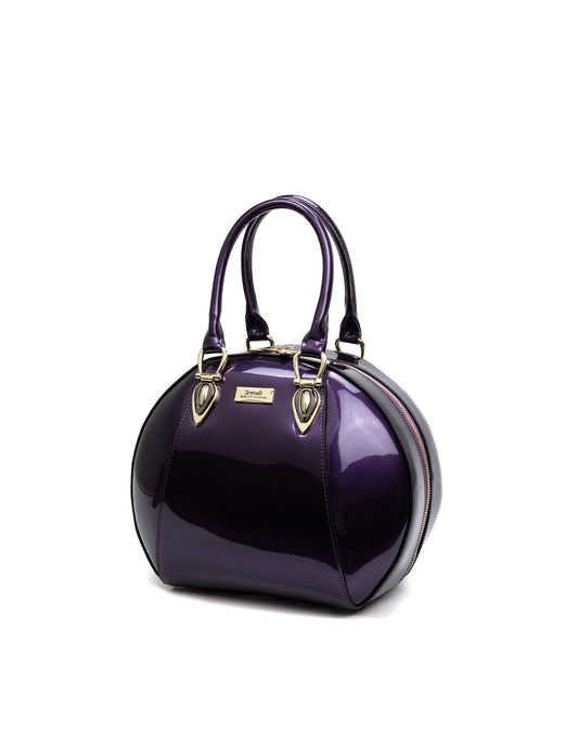 ALLURA ROUNDED MINI PATENT LEATHER HANDBAG-SV1-0293-PUR