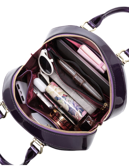 ALLURA ROUNDED MINI PATENT LEATHER HANDBAG-SV1-0293-PUR