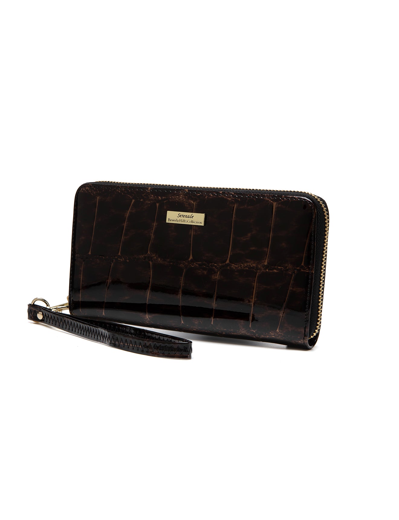 LEOPARD ZIP AROUND  PATENT LEATHER WALLET WITH RFID- WH716