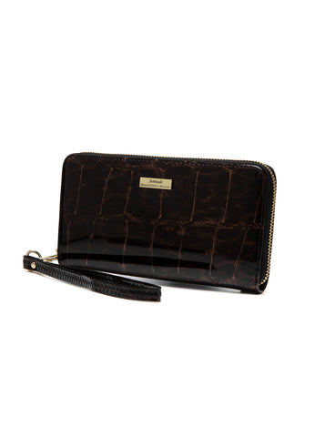 LEOPARD ZIP AROUND  PATENT LEATHER WALLET WITH RFID- WH716- NEW IN