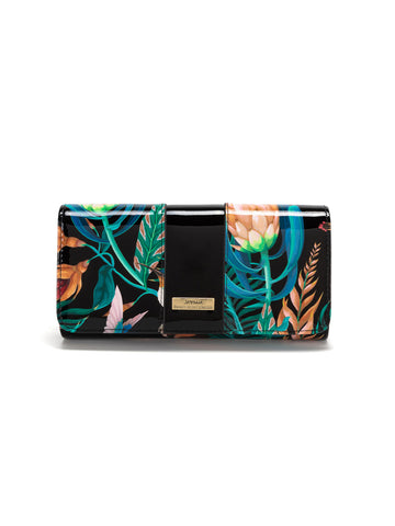 LULU PANELLED LARGE  PATENT LEATHER WALLET WITH RFID-WSF1101A-NEW IN