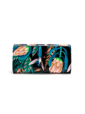LULU PANELLED LARGE  PATENT LEATHER WALLET WITH RFID-WSF1101A-NEW IN