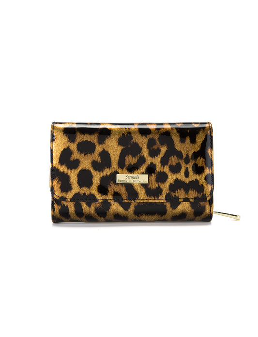 ROUGUE LEOPARD  MEDIUM PATENT LEATHER WALLET WITH RFID-WSF3502