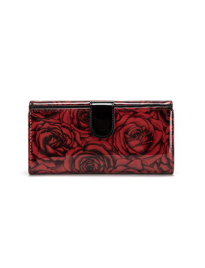 ROSE BUDS LARGE  PATENT LEATHER WALLET WITH RFID- WSF3801