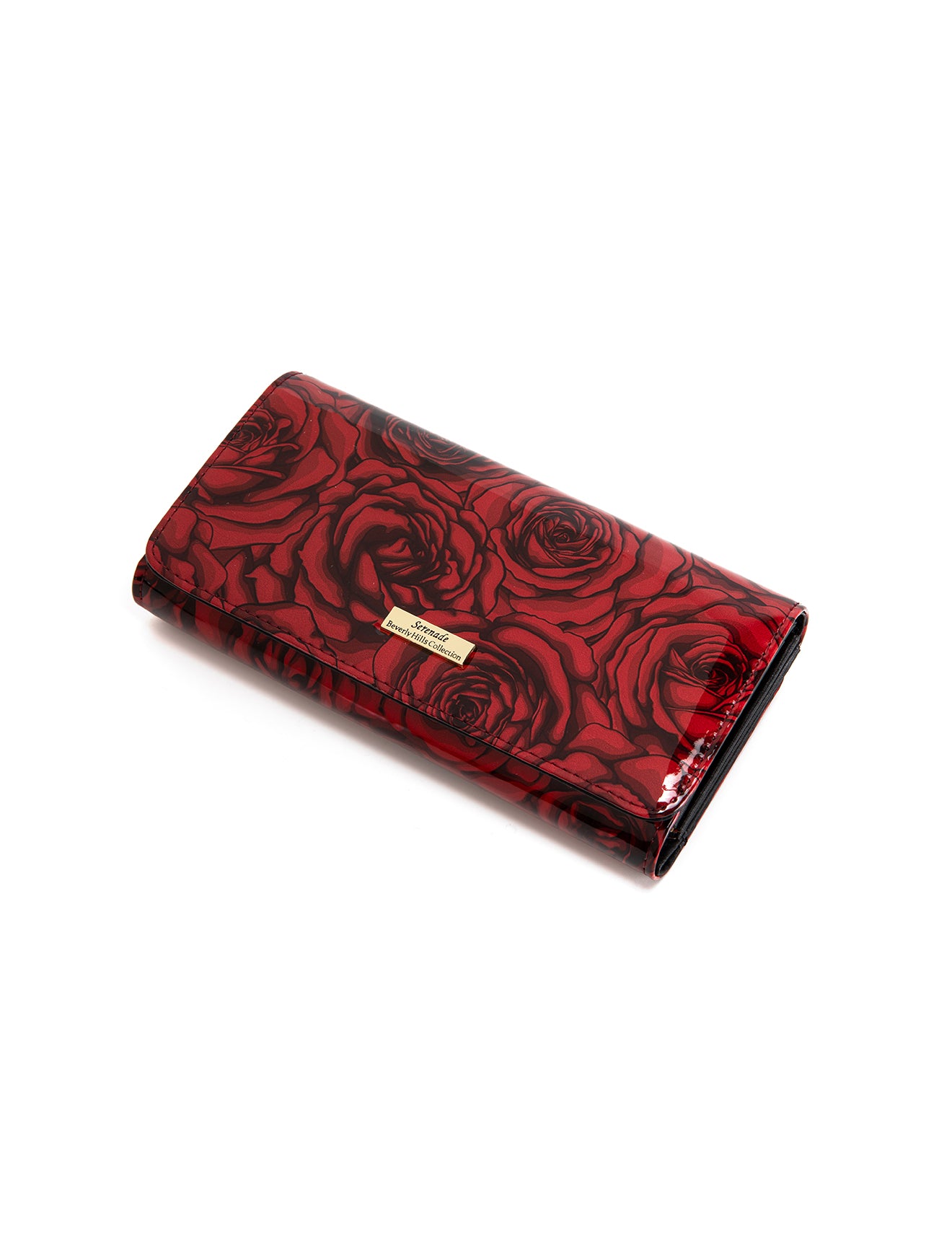 ROSE BUDS LARGE  PATENT LEATHER WALLET WITH RFID- WSF3801