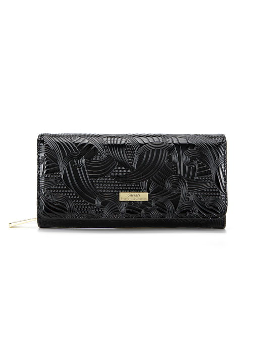 AMIRA LARGE  PATENT LEATHER WALLET WITH RFID- WSF4501-BLK