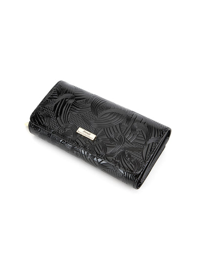 AMIRA LARGE  PATENT LEATHER WALLET WITH RFID- WSF4501-BLK