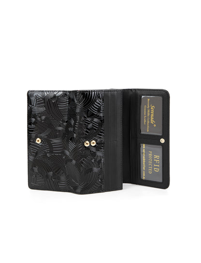 AMIRA LARGE  PATENT LEATHER WALLET WITH RFID- WSF4501-BLK