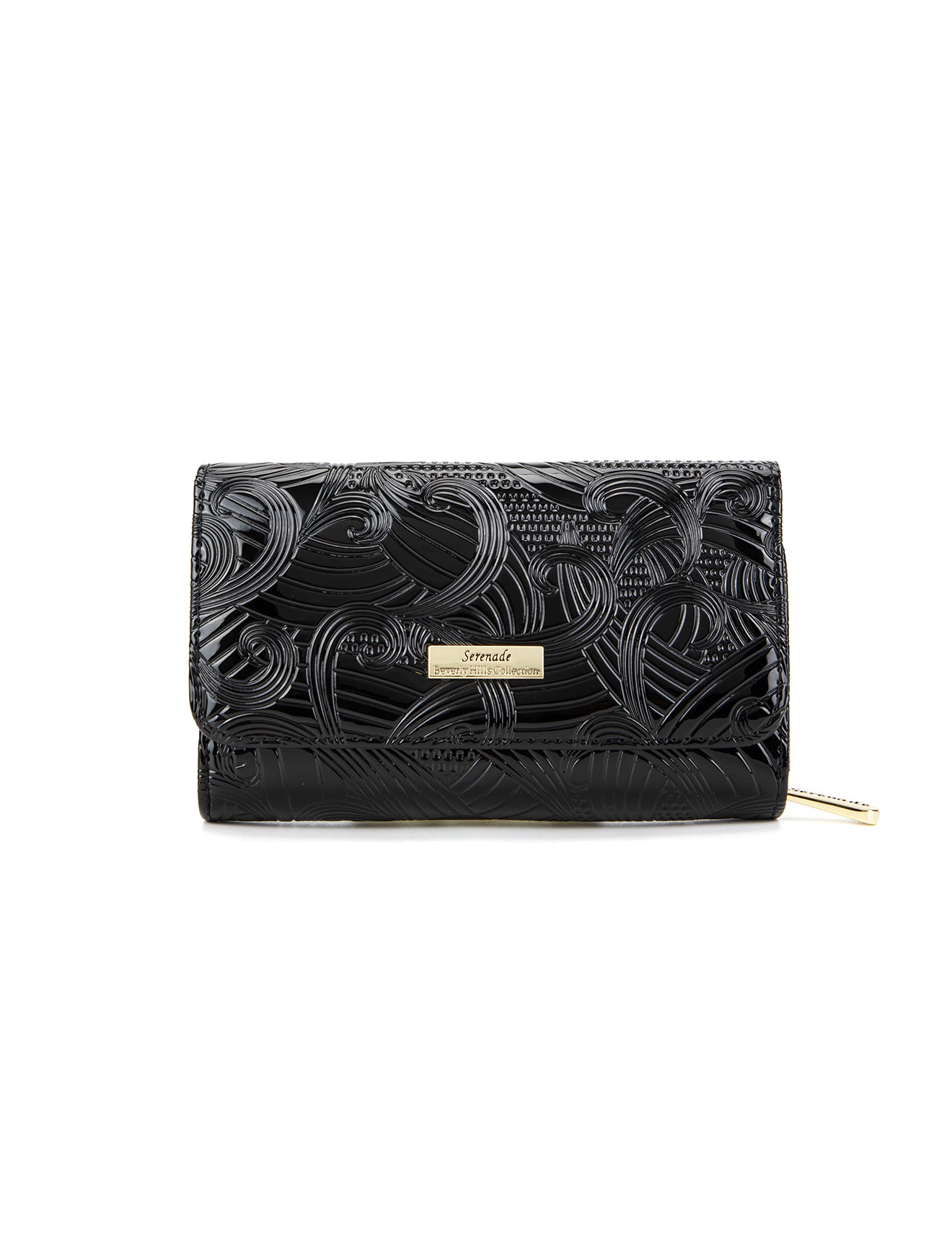 AMIRA MEDIUM PATENT LEATHER WALLET WITH RFID-WSF4502-BLK
