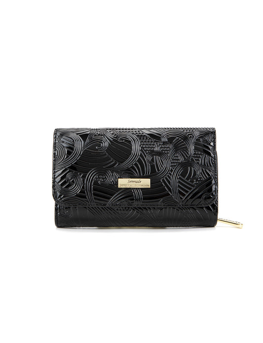 AMIRA MEDIUM PATENT LEATHER WALLET WITH RFID-WSF4502-BLK
