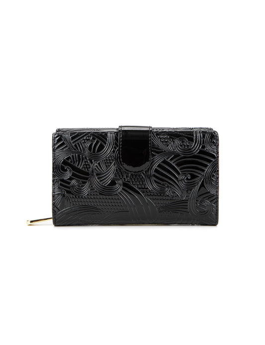 AMIRA MEDIUM PATENT LEATHER WALLET WITH RFID-WSF4502-BLK