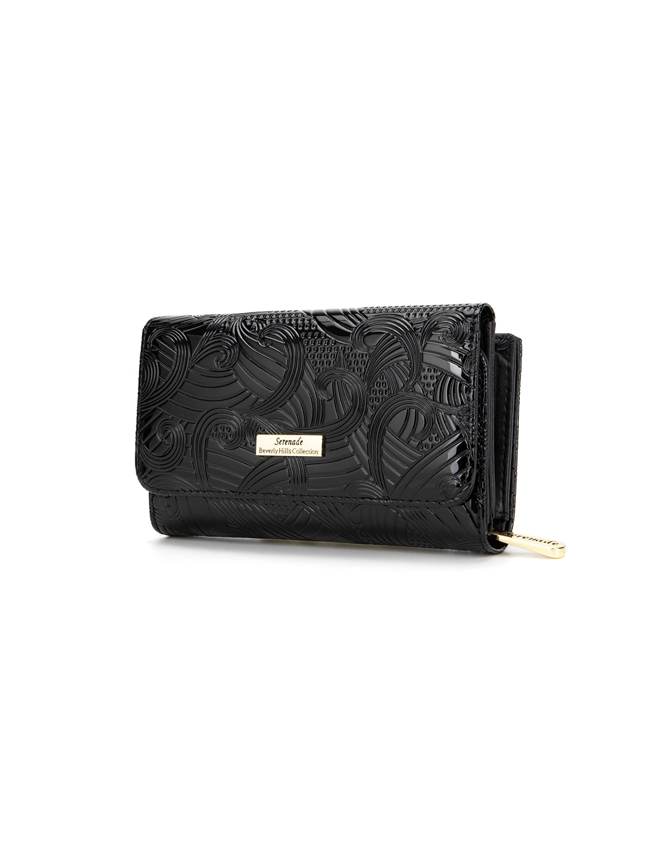 AMIRA MEDIUM PATENT LEATHER WALLET WITH RFID-WSF4502-BLK