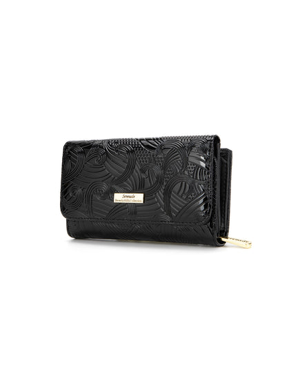 AMIRA MEDIUM PATENT LEATHER WALLET WITH RFID-WSF4502-BLK