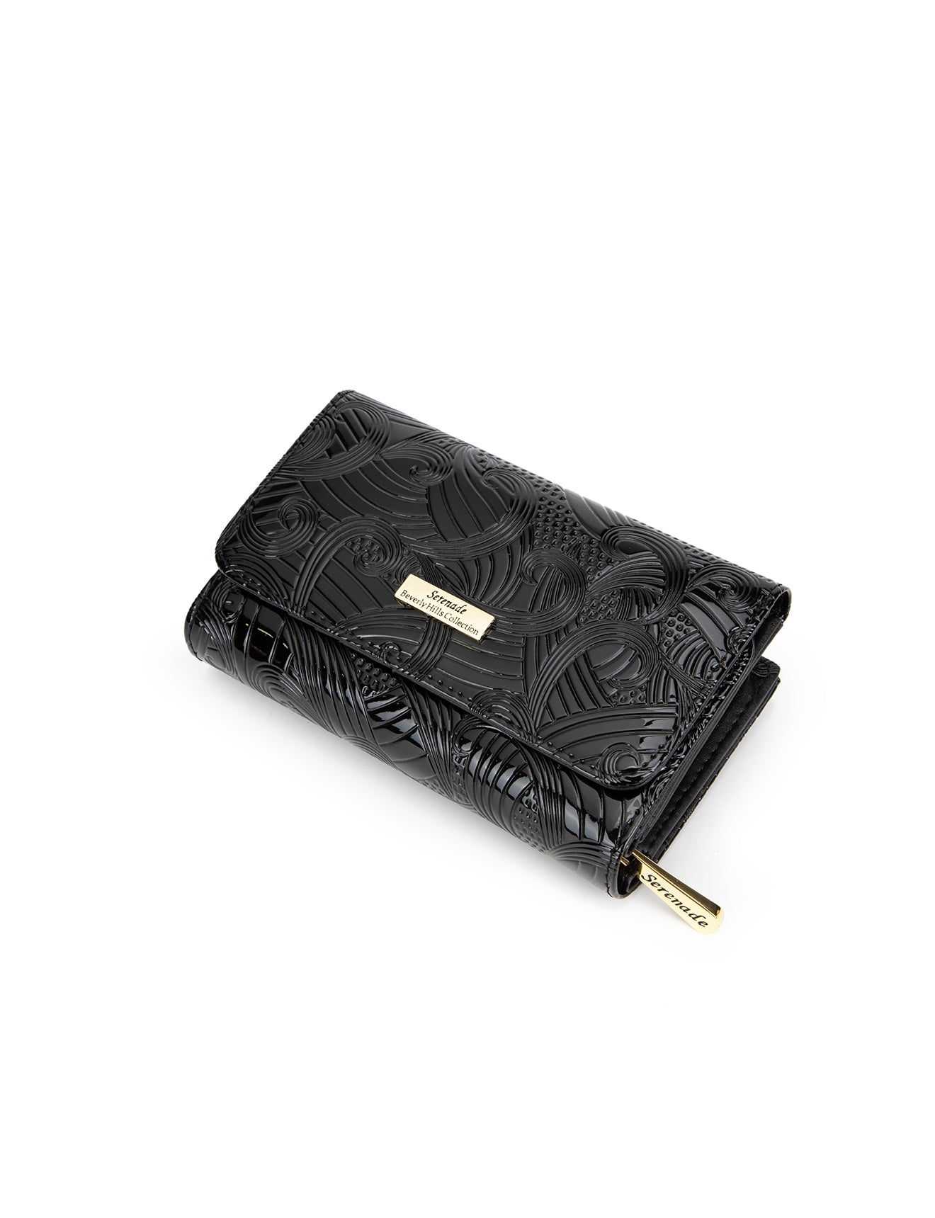 AMIRA MEDIUM PATENT LEATHER WALLET WITH RFID-WSF4502-BLK