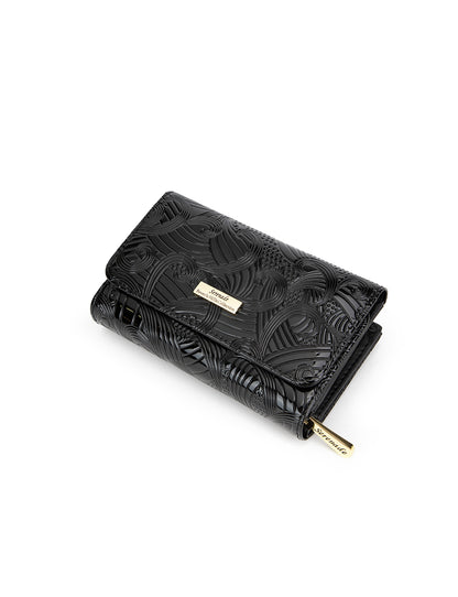 AMIRA MEDIUM PATENT LEATHER WALLET WITH RFID-WSF4502-BLK