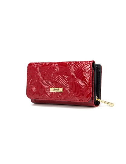AMIRA MEDIUM PATENT LEATHER WALLET WITH RFID- WSF4502-RED- NEW IN