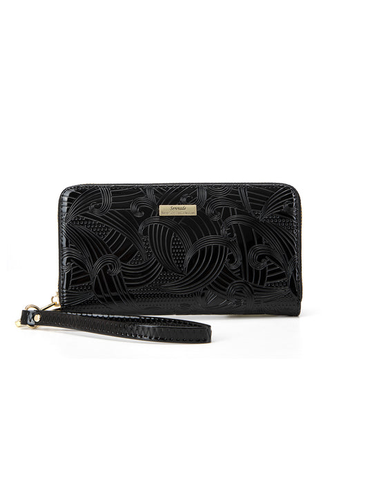 AMIRA ZIP AROUND LEATHER RFID WALLET- WSF4516-BLK