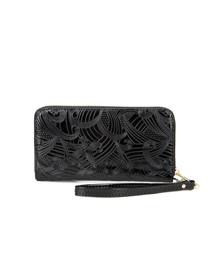AMIRA ZIP AROUND LEATHER RFID WALLET- WSF4516-BLK