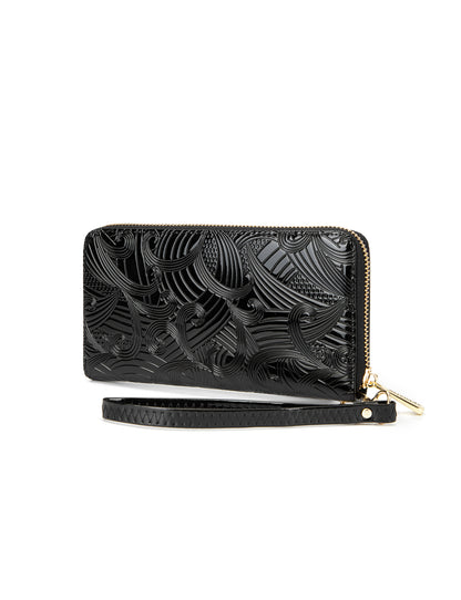 AMIRA ZIP AROUND LEATHER RFID WALLET- WSF4516-BLK