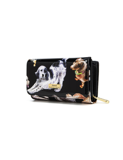 LETS PAWTY MEDIUM PATENT LEATHER WALLET WITH RFID- WSF5002- NEW IN