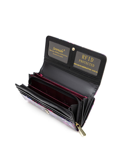 AMETHYST ROSE LARGE  PATENT LEATHER WALLET WITH RFID- WSF5301- NEW IN