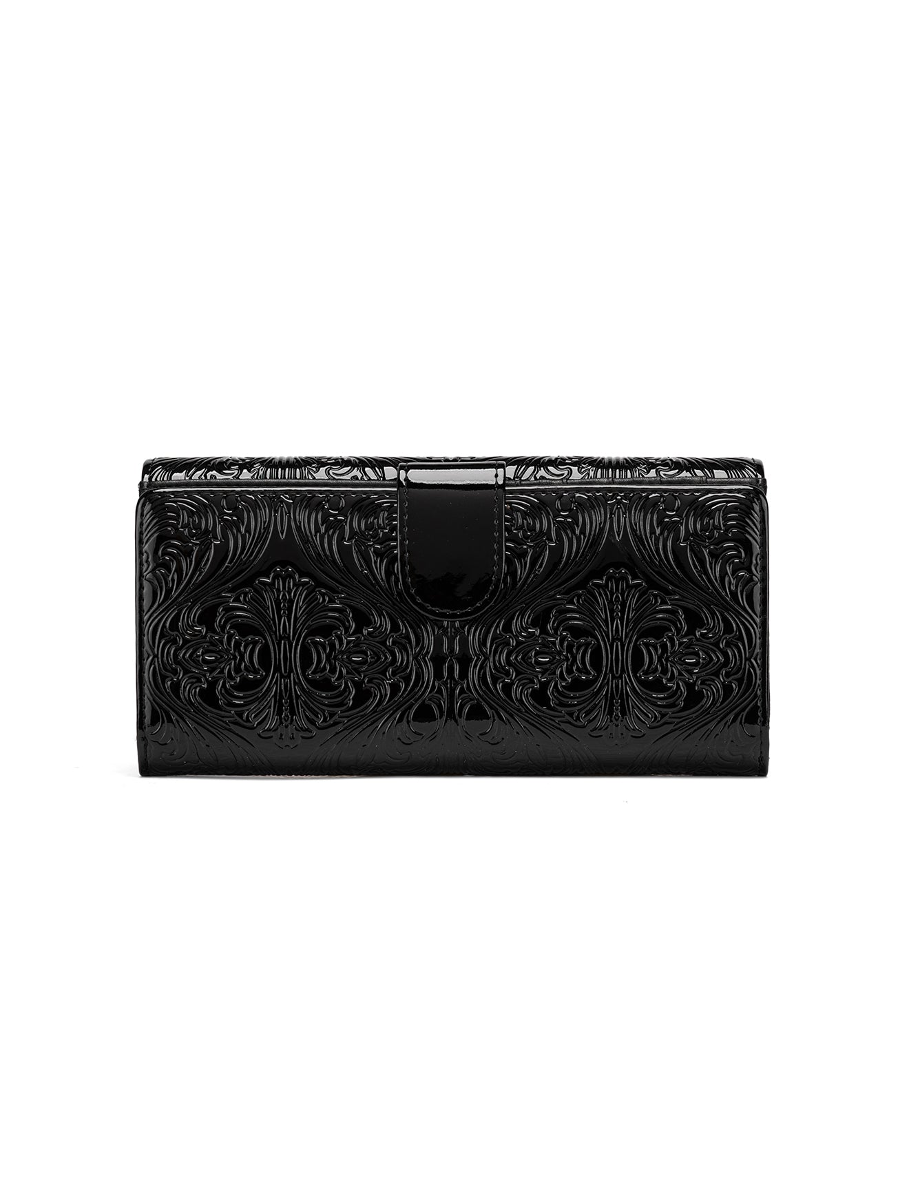 CAROLINA LARGE PATENT LEATHER WALLET WITH RFID - BLACK