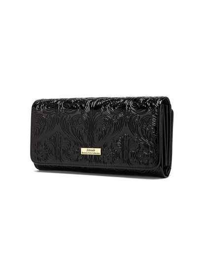 CAROLINA LARGE PATENT LEATHER WALLET WITH RFID - BLACK