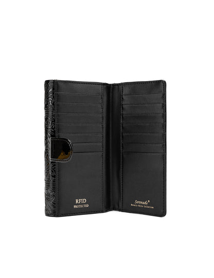 CAROLINA LARGE PATENT LEATHER WALLET WITH RFID - BLACK