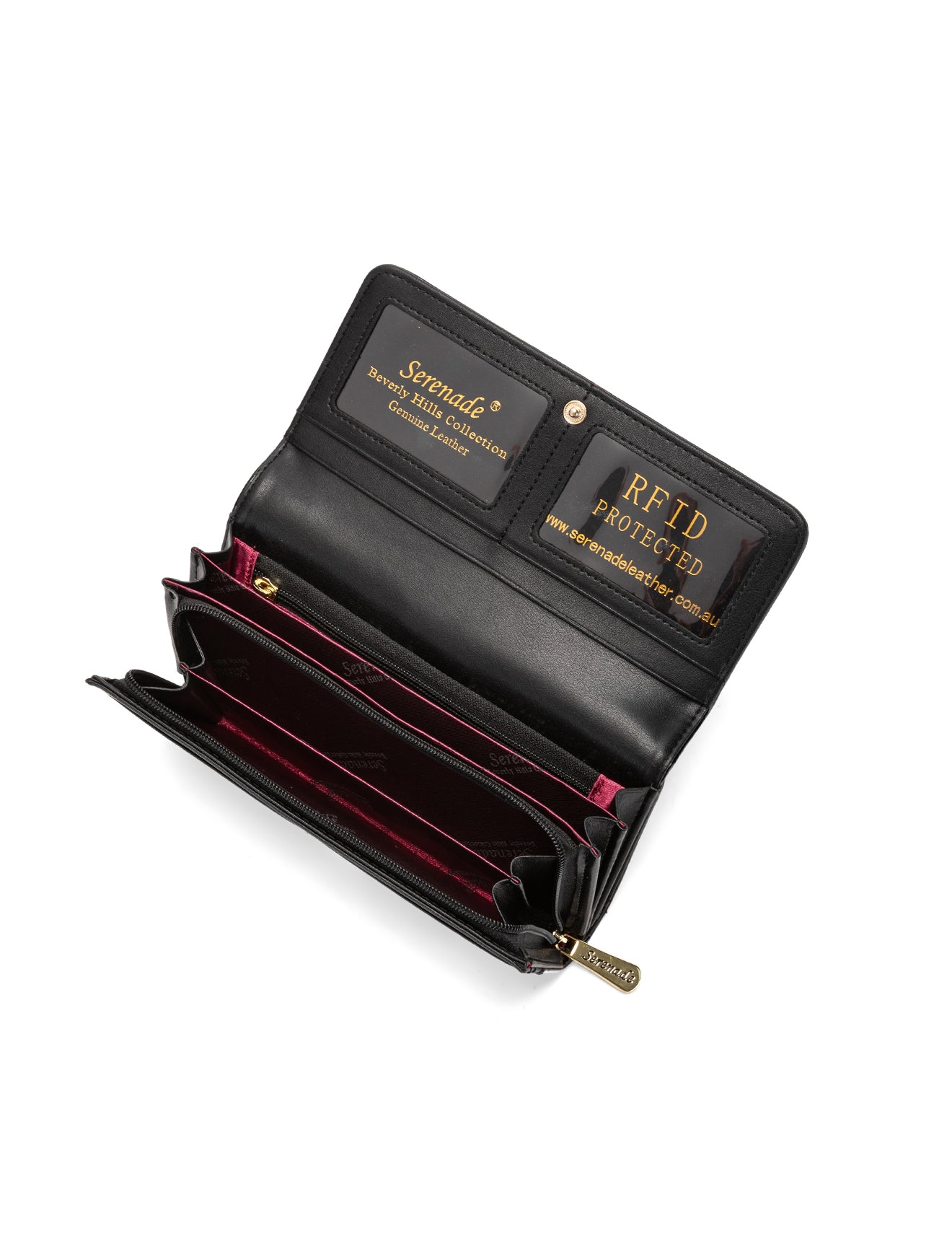 CAROLINA LARGE PATENT LEATHER WALLET WITH RFID - BLACK