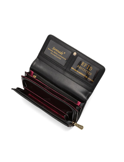 CAROLINA LARGE PATENT LEATHER WALLET WITH RFID - BLACK