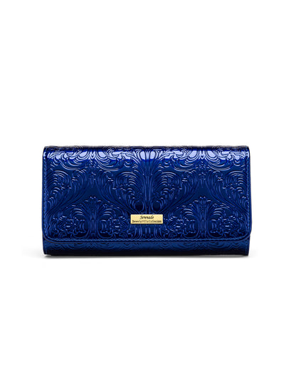 CAROLINA LARGE PATENT LEATHER WALLET WITH RFID - BLUE