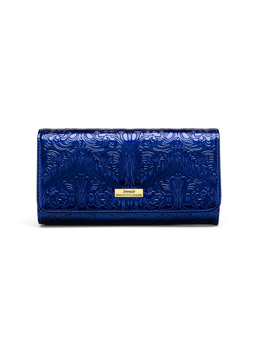 CAROLINA LARGE PATENT LEATHER WALLET WITH RFID - BLUE