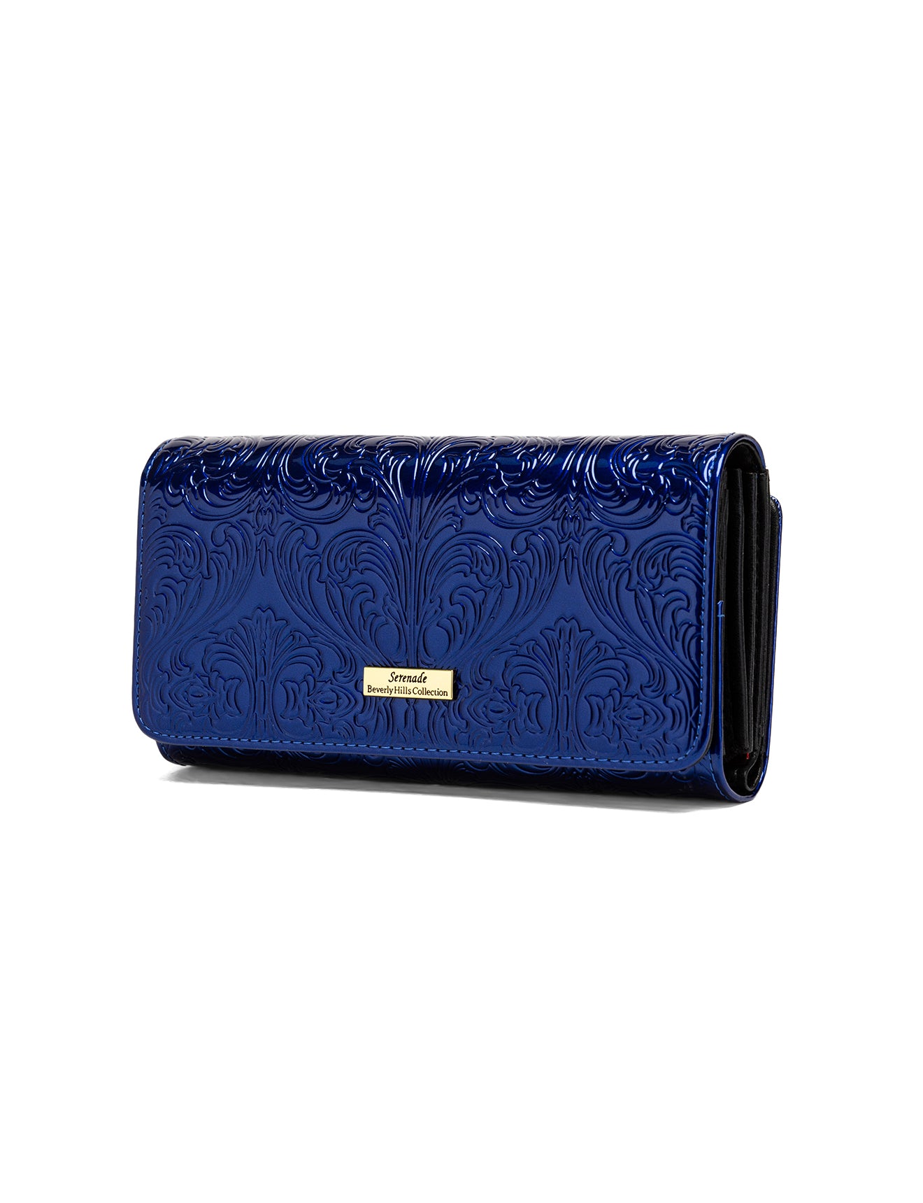 CAROLINA LARGE PATENT LEATHER WALLET WITH RFID - BLUE