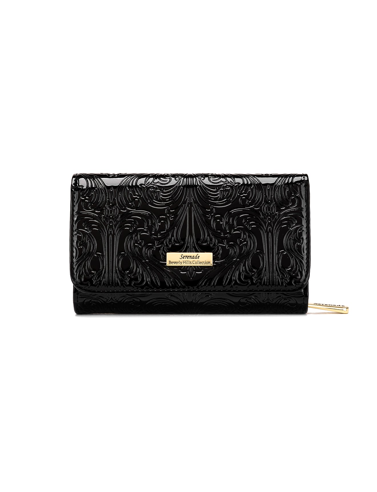 CAROLINA MEDIUM PATENT LEATHER WALLET WITH RFID - BLACK