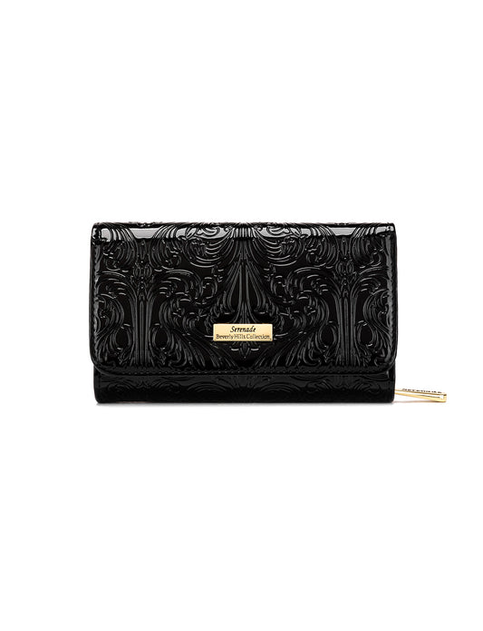 CAROLINA MEDIUM PATENT LEATHER WALLET WITH RFID - BLACK
