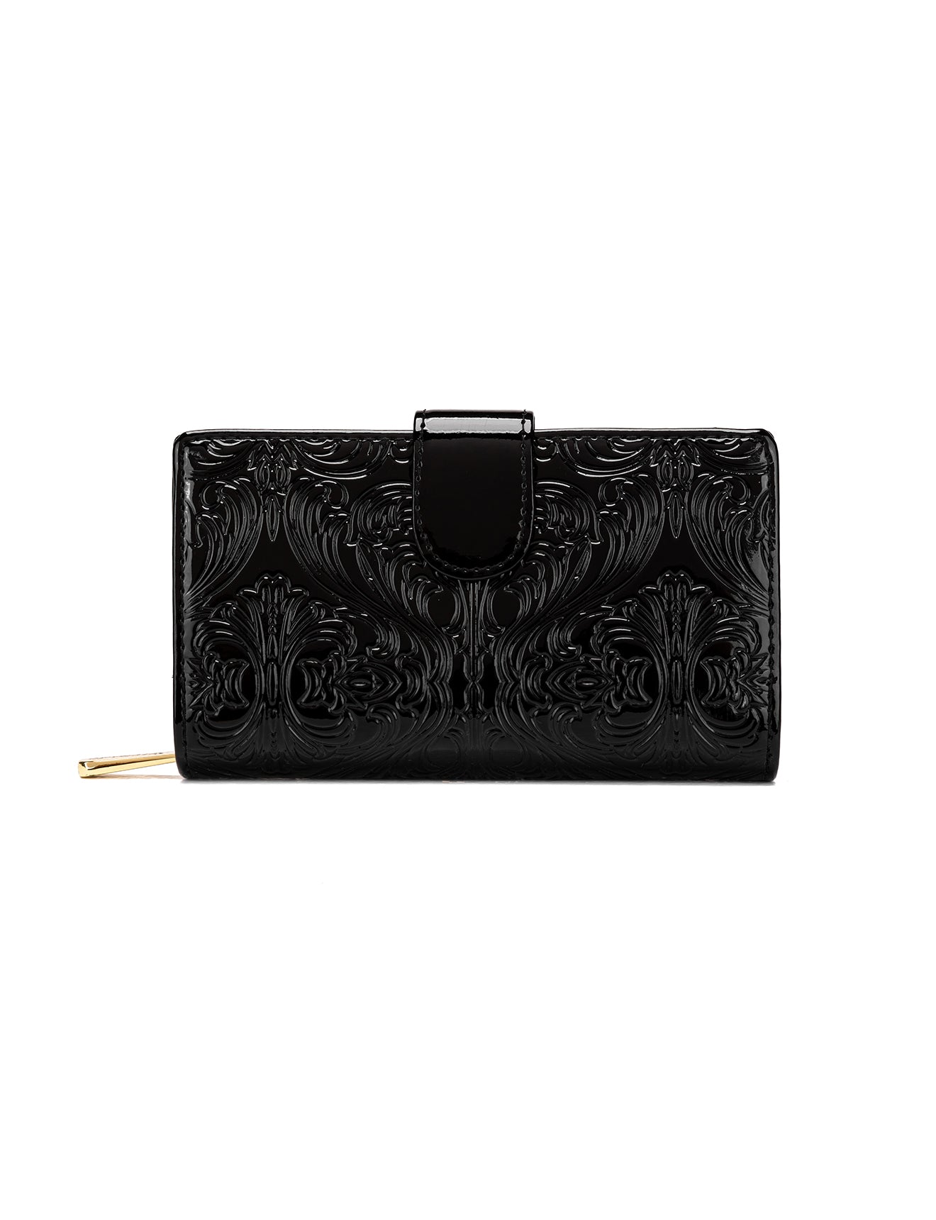 CAROLINA MEDIUM PATENT LEATHER WALLET WITH RFID - BLACK