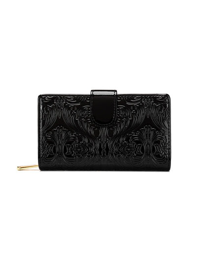 CAROLINA MEDIUM PATENT LEATHER WALLET WITH RFID - BLACK